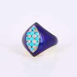 Enamel Turquoise Diamond Ring - photo 1