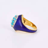 Enamel Turquoise Diamond Ring - фото 2