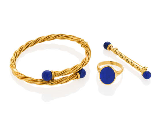 Lapis Lazuli Set: Bangle, Ring, Brooch - photo 1