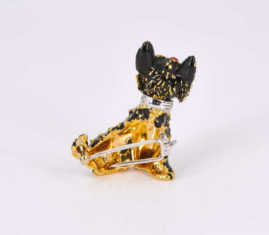 Dog as Enamel Diamond Brooch - photo 2