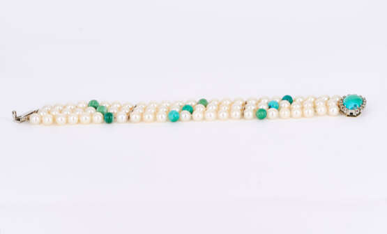 Turquoise Pearl Diamond Bracelet - photo 2
