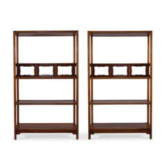 A PAIR OF IMPORTANT AND EXTREMELY RARE HUANGHUALI BOOKSHELVES, JIAGE