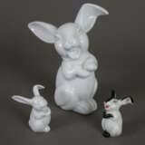 Drei Porzellanfiguren "Lachender Hase" - Rosent - photo 1