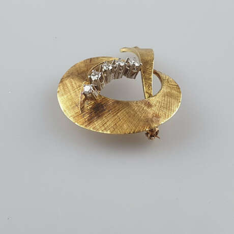 Diamantbrosche - Gelbgold 750/000 (18 K), Besat - photo 4