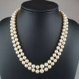 Perlencollier mit Weißgoldschließe - zweireihig - photo 1