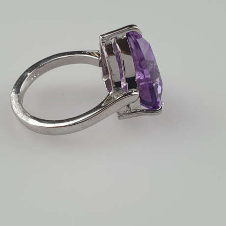 Amethystring - 925er Silber, Ringkopf besetzt m - photo 5