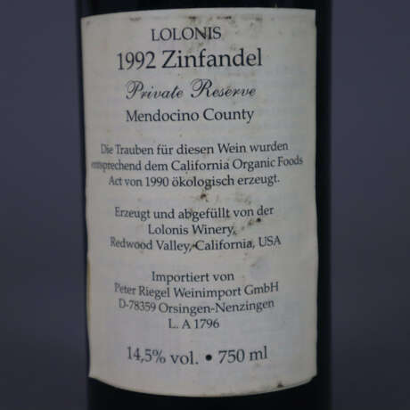 Wein - Lolonis 1992 Zinfandel, Private Reserve, - photo 4