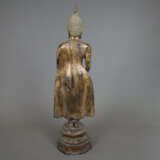 Stehende Buddhafigur - Thailand, Bronze mit Res - Foto 10