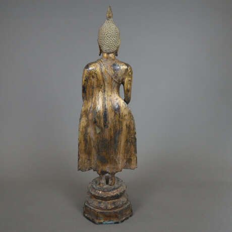 Stehende Buddhafigur - Thailand, Bronze mit Res - Foto 10