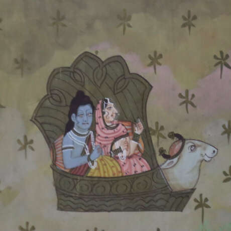 Pichhwai mit fein gemalter Darstellung des Rasa - photo 4