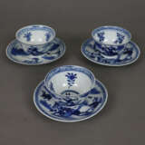 Drei Blauweiß-Koppchen und 3 Tellerchen - China - фото 1