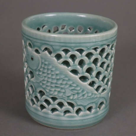 Pinselbecher - China, 20. Jh., Keramik mit bläu - Foto 1
