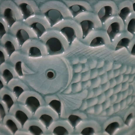 Pinselbecher - China, 20. Jh., Keramik mit bläu - Foto 4