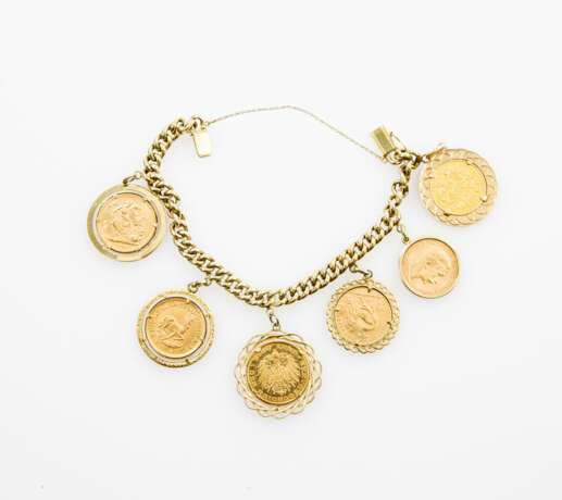 Münzarmband 14 ct GOLD mit 5 Münzen und 1 Medaille. - фото 1