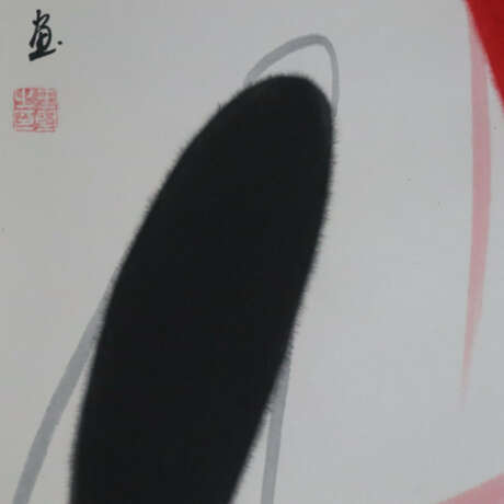 Chinesisches Rollbild - Zwei Koi-Karpfen in Rot - Foto 4