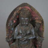 Stele mit Mahakala - Tibet, Holz geschnitzt, ku - photo 2