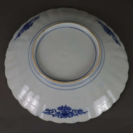 Blau-weiße Porzellanplatte - runde Form mit fäc - Foto 7