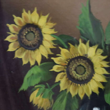 Hofman, H. - Sonnenblumen in Glasvase, Öl auf L - photo 4