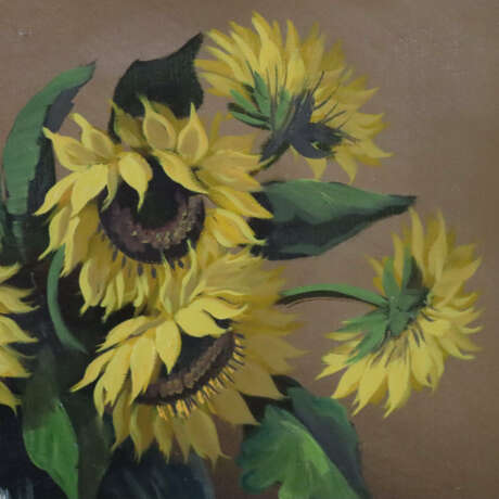 Hofman, H. - Sonnenblumen in Glasvase, Öl auf L - фото 5
