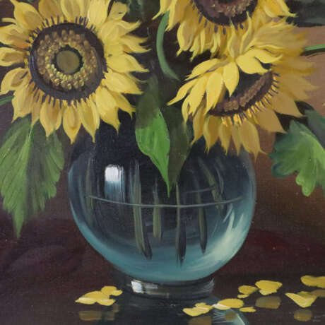 Hofman, H. - Sonnenblumen in Glasvase, Öl auf L - фото 6
