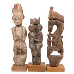 3 figural sculptures made of wood. AFRICA, 20th c.: