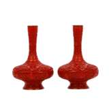 Pair of red carved lacquer vases, CHINA, 20th c. - фото 2