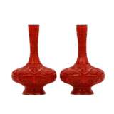Pair of red carved lacquer vases, CHINA, 20th c. - photo 4