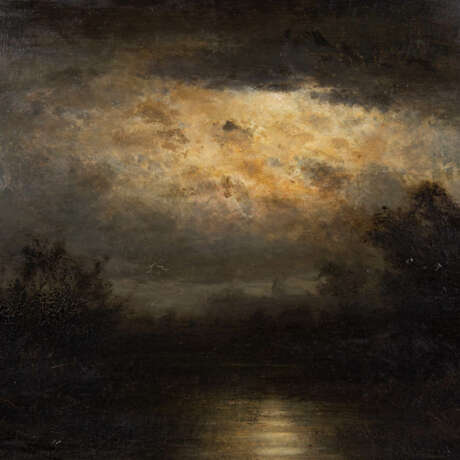 Painter of the early 20th century "Lake in the moonlight". - Foto 3