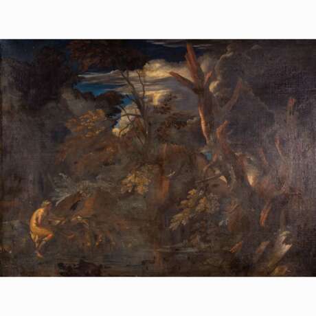 Successor of Salvator ROSA (1615-1673) "Rocky forest landscape with Jacob the shepherd". - photo 1