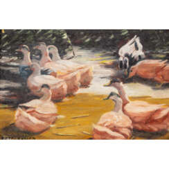 VON BATTLEHNER, WILHELM (1906-1992) "Ducks on the Lake Shore"