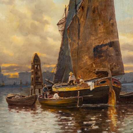 LUBICH, FERNAND (XIX-XX) "Sailors in the Venice Lagoon at Dusk". - photo 4