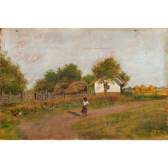 SZALAY, KAROLY (1863-?), "Chicken Maid in the Puszta."