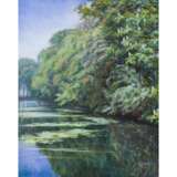 LANDSCAPE PAINTER OF THE 20th CENTURY "Chestnut tree in full bloom, on a river bank". - Foto 1