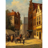 LANDSCAPE PAINTER OF THE 19th CENTURY "Street in a Dutch town". - Foto 1