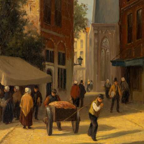LANDSCAPE PAINTER OF THE 19th CENTURY "Street in a Dutch town". - Foto 4