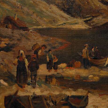 PAINTER/IN 19th century, "Boats crossing a mountain lake or fjord", - photo 3