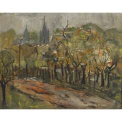 POLISH PAINTER 1st half 20th century, "Avenue in front of the church",