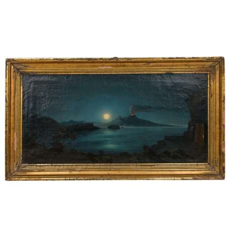 PAINTER/IN 19th century, "Italian landscape with full moon over Mount Vesuvius", - Foto 2