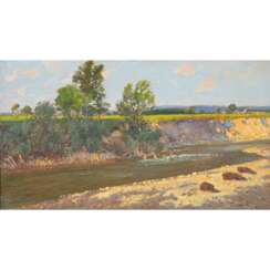 GOTTFRIED, OSWALD (1869-1949) "River Landscape in Sunlight".