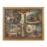 Painter of the Alpine region 18th century, "Crucifixion and four scenes from the life of Christ", - Foto 2