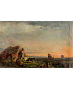 Генрих Бюркель. BÜRKEL, Heinrich, ATTR./UMKREIS/NACH (H.B.: 1802-1869), "Shepherd in southern ruined landscape",