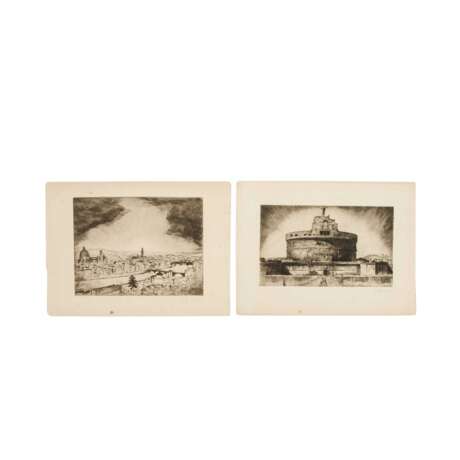 FRANK, SEPP (1889-1969), 2 views Rome: "Castel Sant'Angelo" & "Panorama with St. Peter", - фото 1