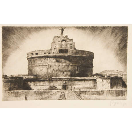 FRANK, SEPP (1889-1969), 2 views Rome: "Castel Sant'Angelo" & "Panorama with St. Peter", - photo 4