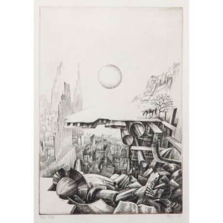KUGLER, KLAUS (b. 1942), 7 etchings from the cycle "Don Quixote", 1974, - Foto 2