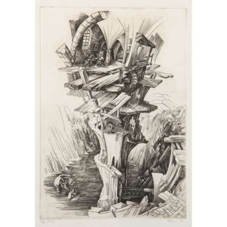 KUGLER, KLAUS (b. 1942), 7 etchings from the cycle "Don Quixote", 1974, - Foto 5