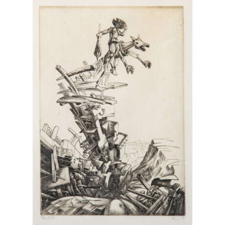 KUGLER, KLAUS (b. 1942), 7 etchings from the cycle "Don Quixote", 1974, - Foto 12