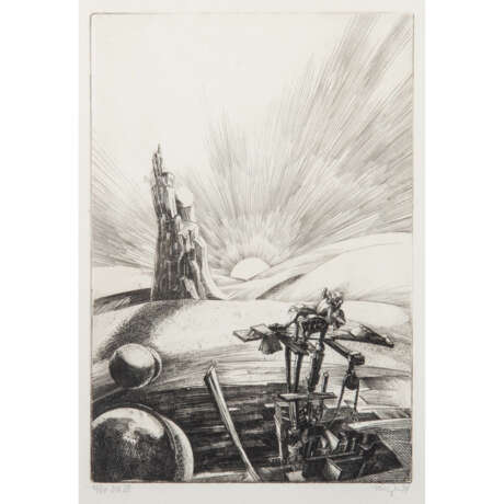 KUGLER, KLAUS (b. 1942), 7 etchings from the cycle "Don Quixote", 1974, - Foto 14