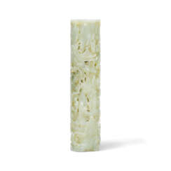 A PALE CALEDON JADE CYLINDRICAL PARFUMIER