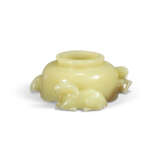 A FINELY CARVED YELLOW JADE `THREE RAMS` WATER POT - photo 1