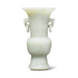 A RARE FINELY CARVED WHITE JADE VASE, GU - photo 2